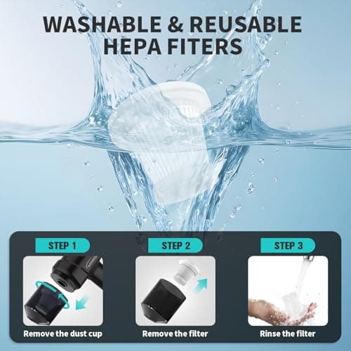 Handheld Mini Car Vacuum, 10000PA Cordless Portable Vacuum with 2000mAh Battery, 3 in 1 small Vacuum Cleaner & Air Duster with Type-C Charging, Compact & Lightweight for Car, Home, Kitchen (Black) - Thumbnail 6