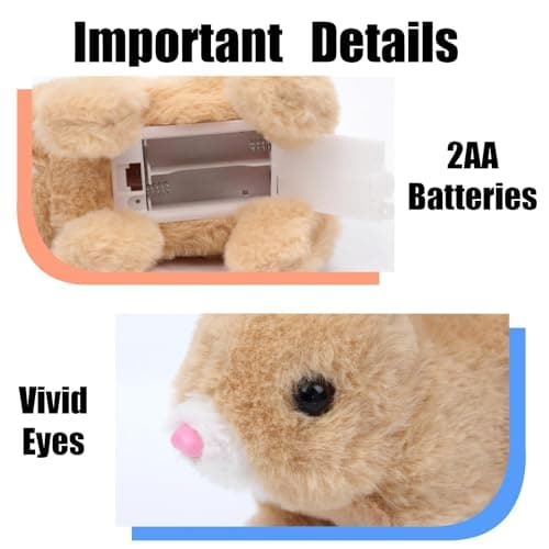 Zloeoa Bunny Stuffed Animal Plush, Interactive Electronic Pet Hopping Bunny Toy, Realistic Stuffed Bunny Rabbit (Brown) - Thumbnail 4