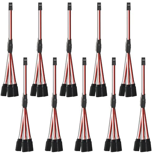 10-Pack 150mm Servo Extension Cable Y Connector 3 Pin Plug Splitters Rc Connector for Jr Futaba Jst Rc Car Quadcopter Airplane (Male to 3 Female Y Harness) - Image 1