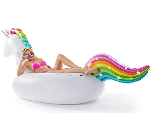 Jasonwell Giant Inflatable Unicorn Pool Float Floatie Ride On with Fast Valves Large Rideable Blow Up Summer Beach Swimming Pool Party Lounge Raft Decorations Toys for Kids Adults - Thumbnail 4