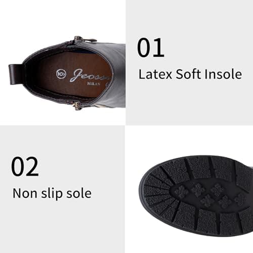 Jeossy Women's Platform Ankle Boots Brown Fashion 9675 Chelsea Booties Chunky Block Heel with Zipper Size 9M US (DJY9675 Brown 09) - Thumbnail 5