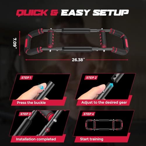 Vanlgs Twister Arm Trainer for Men, Chest Workout Equipment 5-Level Adjustable (40-130lb) with Ergonomic 27° Targets Biceps/Clip/Thigh, Portable Exerciser for Home Gym Travel Fitness, Red - Thumbnail 6