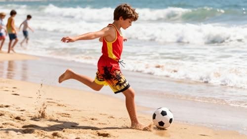 Cozople Boys Palm Tree Swim Trunks Quick Dry UPF Boxer Brief Liner Swimwear Bathing Suits Summer Surfing Beach Boardshorts Swimsuit with Inner Compression Shorts Lining - Thumbnail 3