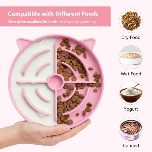 YINEYA 2 Pcs Silicone Slow Feeder Cat Bowl, Cat Slow Feeder for Food Training, Interactive Puzzle Bowls for Puppy, Kitten Dishes to Prevent Overeating, Treat Toys Suitable for Dry and Wet Food - Thumbnail 4