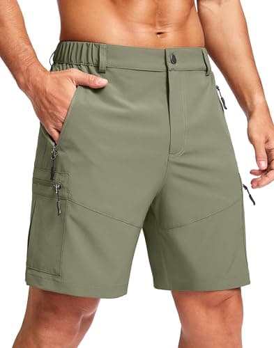 Pudolla Men's Hiking Cargo Shorts Lightweight 7" Travel Casual Shorts for Men Golf Work Outdoor with 5 Zipper Pockets(Grey Sage 3X-Large) - Image 1