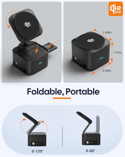 Foldable 3-in-1 Charging Station for Apple Devices, Qi2.2 25W MagSafe Charger Stand, Magnetic Wireless Charger for iPhone 17/16/15/14/13/12/Air Series, Apple Watch & AirPods (with 45W PD Adapter) - Thumbnail 5