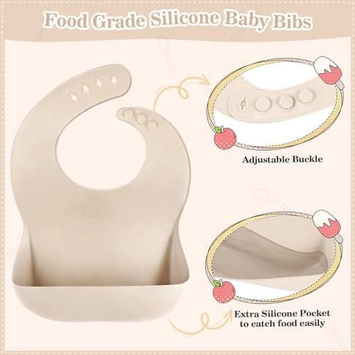 Silicone Baby Feeding Set 10 Pcs Baby Led Weaning Supplies Suction Bowl Divided Plate Baby Bibs Fruit Feeder Baby Spoons Forks Sippy Cup Toddler Utensil Sets Baby Essentials for Newborn Gift - Thumbnail 6