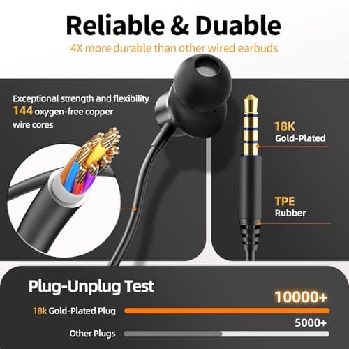 BYZMODLX ENC Noise Cancelling Wired Earbuds, Hybrid Driver Wired Headphones with 3.5mm Jack, Microphone Hands-Free Calls in-Ear Headphones for iPhone 16/15/PC - Thumbnail 4