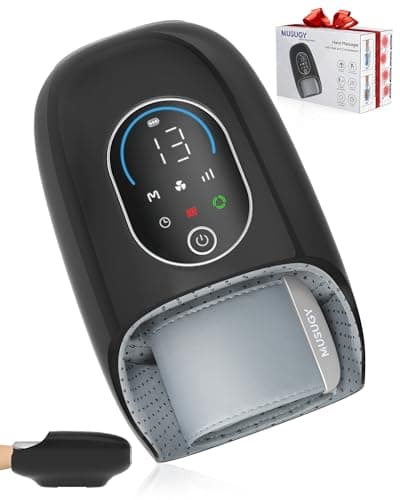 Musugy Hand Massager with Heat and Compression – Full-Hand & Wrist Air Massage with Palm Roller – 6 Modes & Intensities – Soothing Comfort for Daily Use