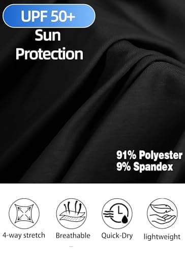 Mens UPF 50+ Long Sleeve Sun Protection Shirts Quarter Zip Pullover Wicking Moisture Quick Dry Lightweight Golf Workout Gym Running Fishing Casual Athletic Tops Black M - Thumbnail 6