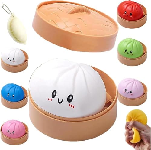 Mystery Dumpling Squishy, 4 Inch Jumbo Dumpling Stress Ball, Squishy Bun, Anxiety Relief Fidget, Soft Squeeze Decompression Dough for Adults Classroom Prizes & Party Favors (Pink) - Image 1