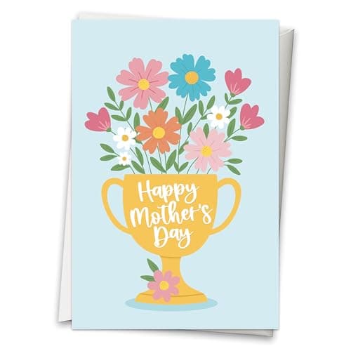 Hadley Designs Happy Mothers Day Card For Mom - 8x5.3in Mother's Day Card For Mom, Mother Gift Greeting Cards, Premium Single Mother Cards From Daughter and Son, Designed in USA