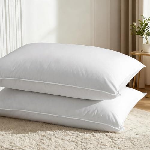 WQSPRING Goose Down Pillows Standard Size Set of 2 with 750 Fill Power, Hotel Quality Bed Pillows for Sleeping - Medium Firm Feather Pillows Ideal for Side, Back, Stomach Sleepers - Image 1