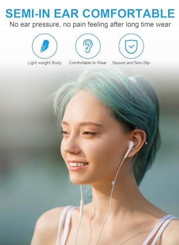 USB C Headphones for iPhone 17 16 15, Wired Earbuds USB C with Microphone & Volume Control, for Apple Headphones Wired, Earphones for iPhone, Android, iPad, Galaxy S25 S24 Ultra, Pixel 9 【2 Packs】 - Thumbnail 3