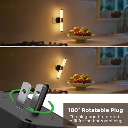 L LOHAS LED Rotating Night Light, Night Lights Plug into Wall, Auto Nightlight Dimmable 100LM, Light Sensor, 3000K Soft Light, LED Acrylic Nightlight Plug in for Bedroom Bathroom Hallway Kitchen,2Pack - Thumbnail 3