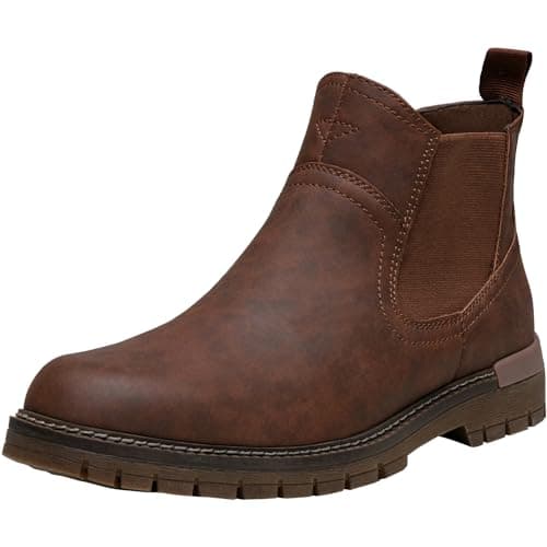Jousen Chelsea Boots Casual Slip On Ankle Waterproof Mens Boots(AMY8119A brown 15) - Image 1