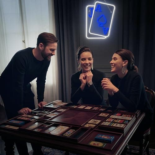 Gamerneon Playing Cards Neon Signs for Wall Decor Poker Teens Led Neon Light Blue White Usb Light Sign for Bedroom Casino Bar Hotel Play Room Birthday Party Decor - Thumbnail 3