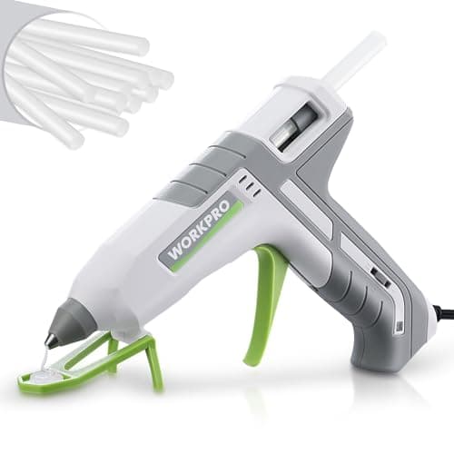 WORKPRO Hot Glue Gun Full Size - 60/100W Dual Temp Glue Gun and Sticks Set with 10 PCS Glue Sticks (7/16") - 90S Fast Preheating Hot Glue Gun Kit for Construction, Crafting, DIY and Repairs - White - Image 1