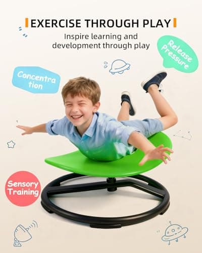 UIIKOLB Spinning Chair for Autistic Kids (3-18 Years), Sensory Swivel Chair for Teens with ADHD/Autism – 21×19 Inch 220LBS Weight Capacity Seat – Sit and Spin Calming Toy for Body Balance(Green) - Thumbnail 5