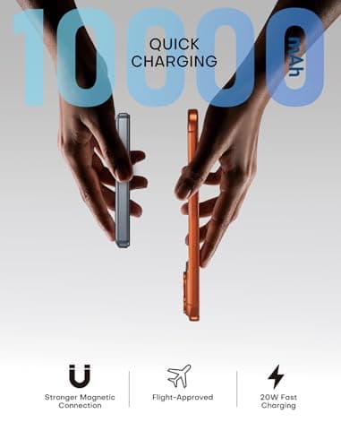 Enyneo Mag.Safe Portable Charger, 10000mAh Battery Pack - Qi2 Certified, 22.5W Fast Charging Wireless Magnetic Power Bank for iPhone 17/ Air/ 16/15/14/13/12 Series, Travel Camping Essential-Grey - Thumbnail 3