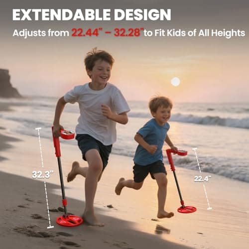 DR.ÖTEK Metal Detector for Kids - Innovative Color LCD Display, 6.7” LED-Lit Coil, Lightweight & Adjustable Kids Metal Detector with Safe Rubber Grip, Ideal Gifts for Boys & Girls Ages 3-12, Red - Thumbnail 6