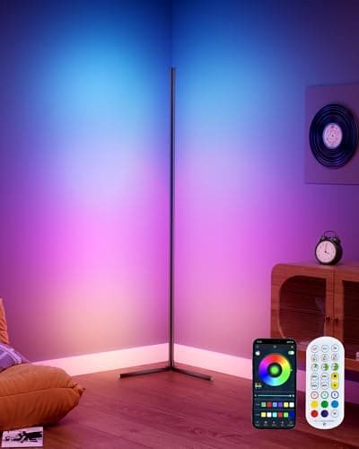 boostool LED Corner Lamp, 65" RGB Corner Floor Lamp with 16 Million DIY Colors, 216 Dynamic Light Effects and Music Sync - App and Remote Control LED Lamp for Bedroom, Living Room, Gaming Room - Image 1
