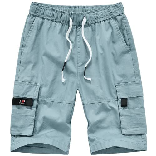 Msmsse Women's Cargo Hiking Shorts Multi-Pockets Bermuda Golf Outdoor Athletic Shorts for Women Light Blue US 20-22 - Image 1