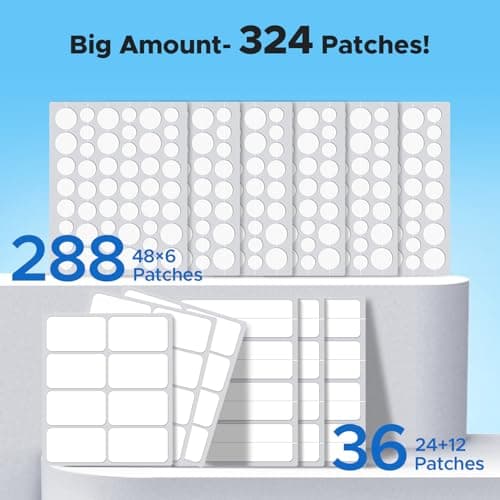 LitBear Large Pimple Patches, 5 Sizes 324 Patches Big Acne Patches, XL Hydrocolloid Bandages for Full Face, Forehead, Chin, Nose, Body, Back, Neck & Chest, Stirp, Square Large hydrocolloid Patch - Thumbnail 4