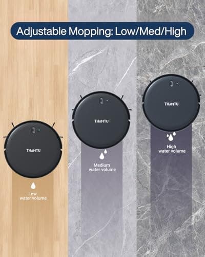 Thamtu Robot Vacuum Cleaner, Super Thin, Powerful Suction Vacuum Robot, Self-Charging Robotic Vacuum Cleaner, Cleans Hard Floors to Low-Pile Carpets, Black - Thumbnail 5