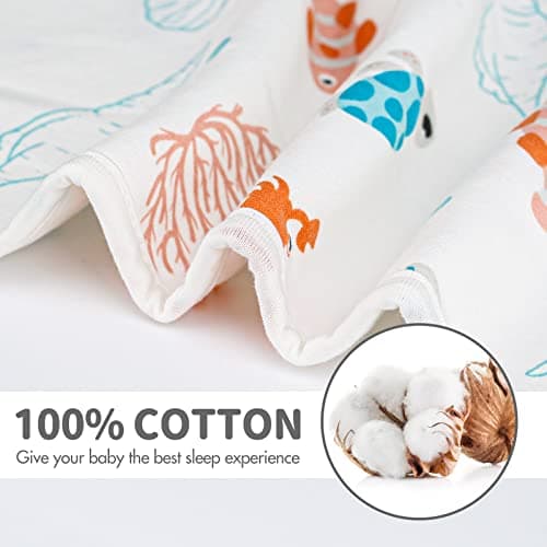 ANYEDDE Baby Transitional Swaddle Sleep Sack - Swaddles for Newborns, Cuff Removable Arms Up Design, Free Wearable Blankets with 2-Way Zipper, Underwater World (3-6 Month) - Thumbnail 5