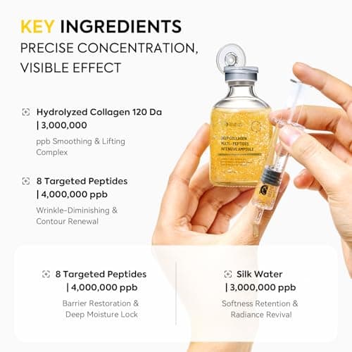 Silk Peptide Intensive Lifting Ampoule, Deep Collagen Silk Peptide Serum for Face Lifting, Smoothing & Hydrating, 1.86 Fl Oz - Thumbnail 5