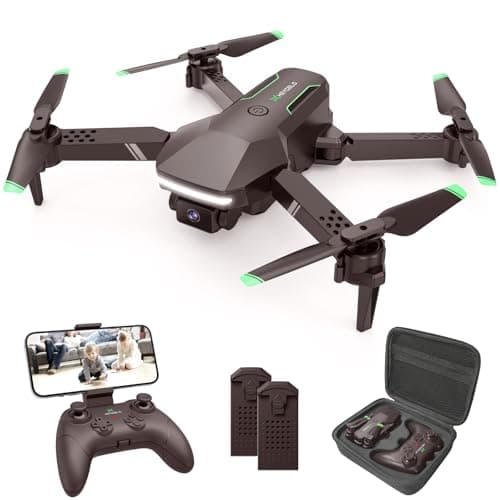 Drone with Camera for Kids - RC Helicopter Boy Gifts Toys, Mini FPV Drones with 1080P HD Camera, Foldable Remote Control Quadcopter with One Key Start, Stable Hover, Gesture Selfie, 2 Batteries, Brown