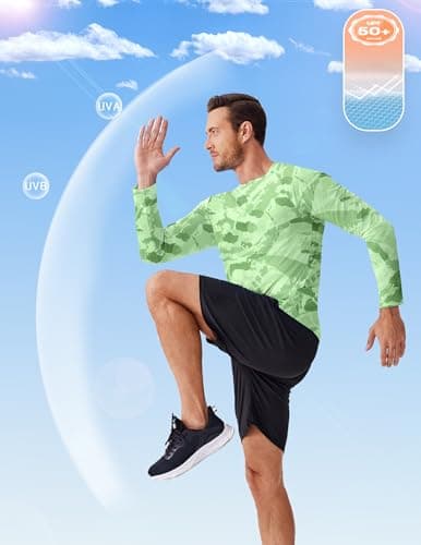 PINSPARK Mens Lightweight Gym Workout Tshirts UPF 50+ Swimming Shirts Long Sleeve Fishing Shirts UV Protection Hiking Shirt Camouflage - Thumbnail 2