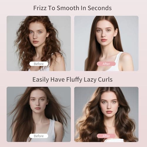 AISEELY Thermal Brush Curling Iron, 1.5 Inch Ceramic Heated Round Brush, Curly and Straight Hair, 6 Temperature Settings, Negative Ion Less Damage, Dual Voltage Hair Tools, Pink - Thumbnail 5