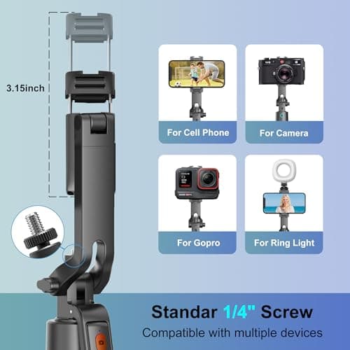 70" Auto Face Tracking Phone Tripod 360 Rotation,No App Required，Phone Tripod for w/Fill Light and Remote Control, Smart Shooting Stand for Vlog/TIK Tok Live Streaming YouTube Video Record - Thumbnail 5