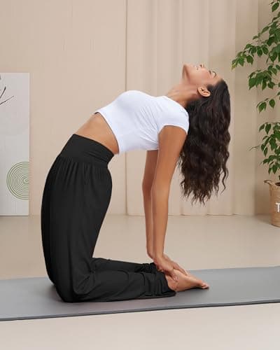 Stelle Women's Wide Leg Yoga Pants with Pockets High Waist Loose Sweatpants Comfy Casual Lounge Pants Black 28" Inseam Small - Thumbnail 3