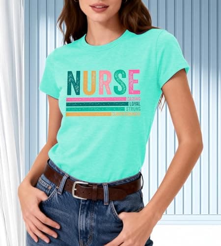 Nurse Shirt Women Nurseing School T Shirt-Vintage Nurse Short Sleeve Medical Tee Tops Inspirational Shirt - Thumbnail 4