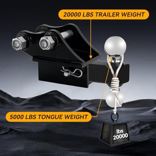 Mini Excavator Trailer Hitch Receiver Attachment – Fits 0.8–1.8T Mini Excavators - Heavy-Duty Alloy Steel with Standard 2-Inch Receiver – 5,000 lbs Tongue & 20,000 lbs Trailer Capacity – Includes Pin - Thumbnail 3