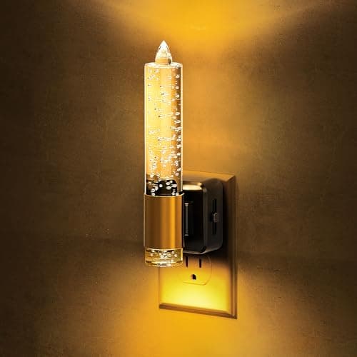 L LOHAS LED Night Light, Amber Candle Night Lights Plug into Wall, 0-100 LM Dimmable Nightlight, Plug in Bubble Night Light with Dusk to Dawn Sensor, for Bathroom Hallway - Image 1