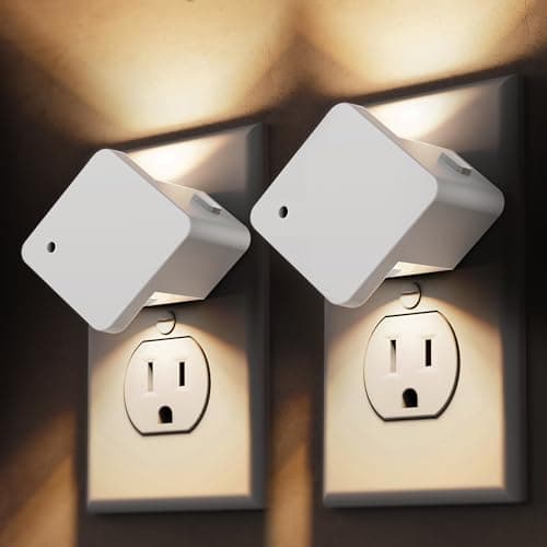 L LOHAS LED Night Lights Plug into Wall,[2-PACK] Plug in Night Light with Light Sensor,Auto ON/OFF, Brightness Adjustable,Soft White 3000K,for Hallway Bedroom Bathroom - Image 1