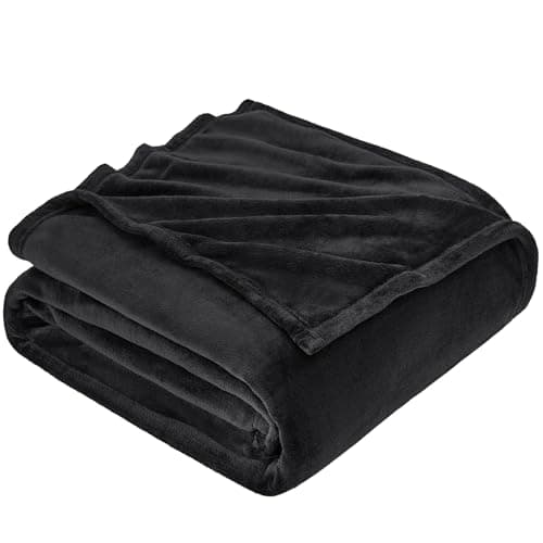 Hansleep Fleece Black Full Blanket, Super Soft Flannel Fuzzy Plush Cozy Blanket for All Seasons, Black, Full 84x90 Inches - Image 1