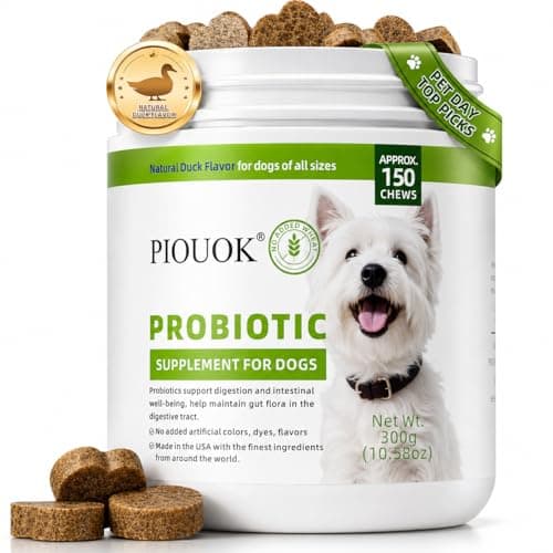 Probiotics for Dogs - 150 Soft Chew, Dog Probiotics for Digestive Health and Diarrhea, Allergies & Immune Support Dog Probiotic Supplement, Daily Probiotics for All Dogs, Natural Duck Flavor