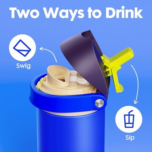 18 oz Insulated Water Bottle for Kids: Meoky Stainless Steel Water Bottle with 2-in-1 Straw and Spout Lid - Leak Proof, Cold for 24 Hours, BPA-Free for Boys School Sports, Celestial Sphere - Thumbnail 4