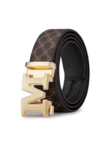 VANNANBA Letter M Belt for Men，Luxury Stylish Designer Belts with M Buckle Gold Black - Image 1