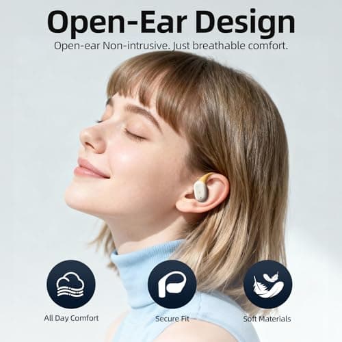 ATHONGL Open Ear Earbuds,Bluetooth 5.4 100H Playtime Stereo Wireless Earphones with Ultra-Comfort, Snug Fit Ergonomic Earhook for Sports/Fitness/Travel/Workouts (Blue) - Thumbnail 4