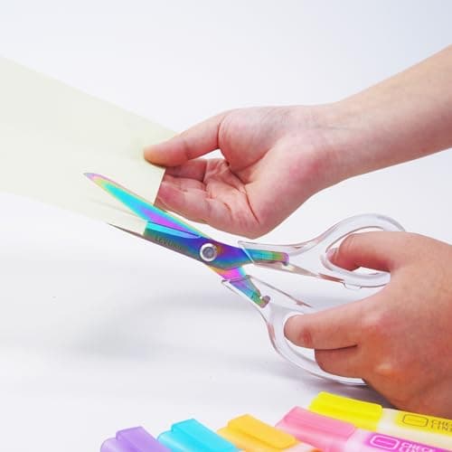 scissors all purpose scissors for office, 9 Inch Titanium Coated Blades and Ergonomic, Clear Sscissors for Office Desk, Modern Design for Craft, Sewing, fabric,Office/Multicolored - Thumbnail 4