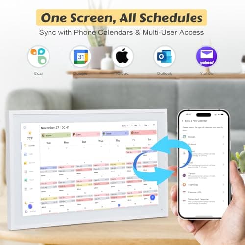 COMIX 15.6" Smart Digital Wall Calendar - WiFi Family Organizer with Sync Google/Outlook/Apple Calendar, Touchscreen Meal Planner & Chore Chart, Digital Photo Frame for Home & Office - Thumbnail 2