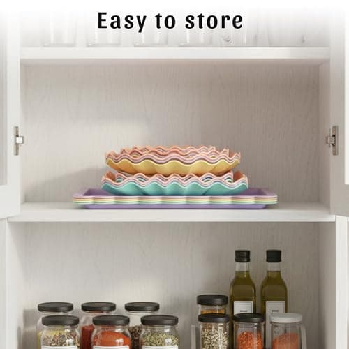 Pack of 10 NWK Cake Stand Set, with 3 x Two-Tier and 3 x Three-Tier Cupcake Stands, 4 x Appetizer Trays, 1 x Tablecloth for Birthday Bridal Baby Shower Party (Colorful) - Thumbnail 5