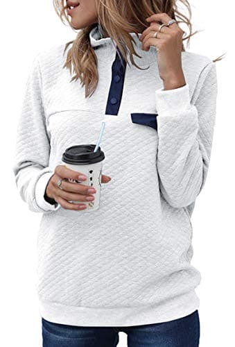 BTFBM Women Fashion Sweatshirts 2026 Quilted Pattern Lightweight Zipper Long Sleeve Casual Pullover Tops Outfits Clothes(Pure White, Small) - Image 1