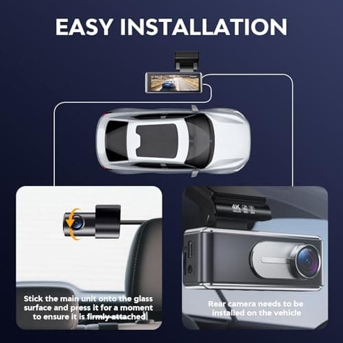 4K Dash Cam Front and Rear,with 64GB Card,Built in 5.8GHz WiFi & GPS Car Camera,Super Night Vision,Advanced Driver Assistance System,3.2'IPS Screen,24H Parking Mode,Time-Lapse,Loop Recording - Thumbnail 5